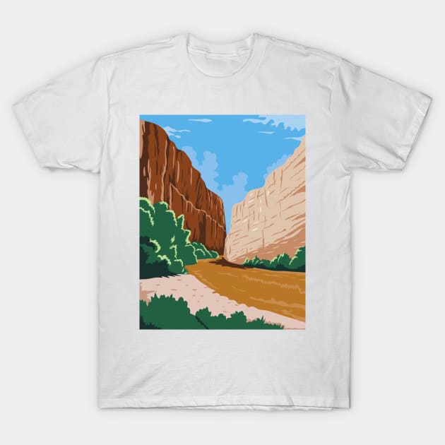 Big Bend National Park of Rio Grande Río Bravo in Chihuahuan Desert Texas WPA Poster Art Color T-Shirt by retrovectors